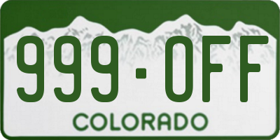 CO license plate 999OFF