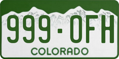 CO license plate 999OFH