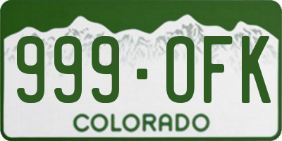 CO license plate 999OFK