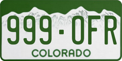 CO license plate 999OFR