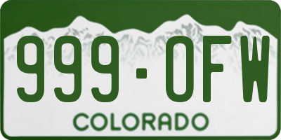 CO license plate 999OFW