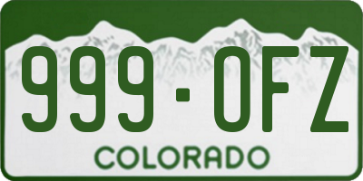 CO license plate 999OFZ