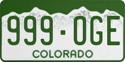 CO license plate 999OGE
