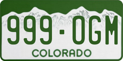 CO license plate 999OGM