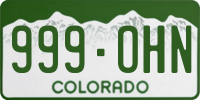 CO license plate 999OHN