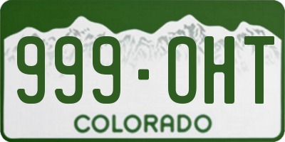 CO license plate 999OHT