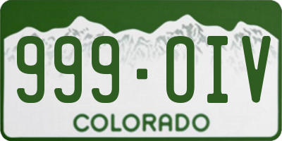CO license plate 999OIV