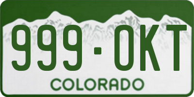 CO license plate 999OKT