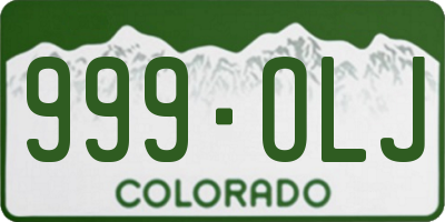 CO license plate 999OLJ