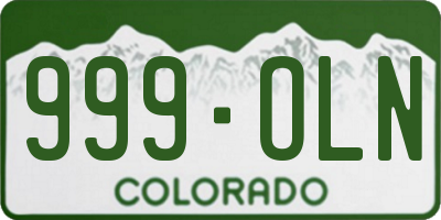 CO license plate 999OLN