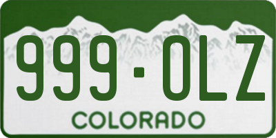 CO license plate 999OLZ