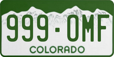 CO license plate 999OMF