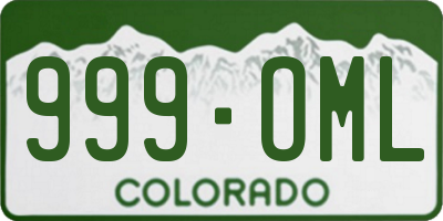 CO license plate 999OML