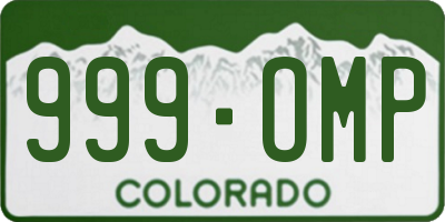 CO license plate 999OMP