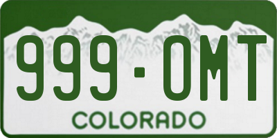 CO license plate 999OMT