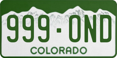 CO license plate 999OND
