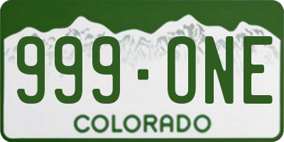 CO license plate 999ONE