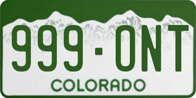 CO license plate 999ONT