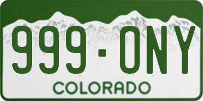 CO license plate 999ONY