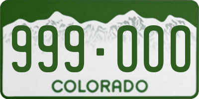 CO license plate 999OOO