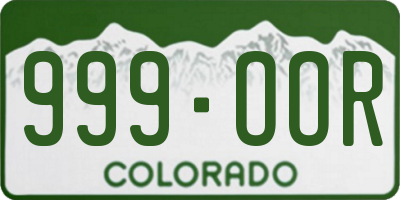 CO license plate 999OOR