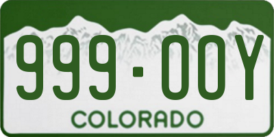 CO license plate 999OOY