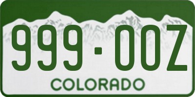 CO license plate 999OOZ
