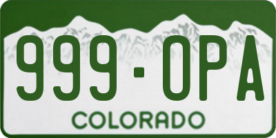 CO license plate 999OPA