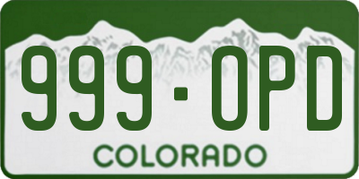 CO license plate 999OPD