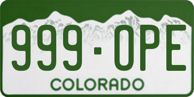CO license plate 999OPE