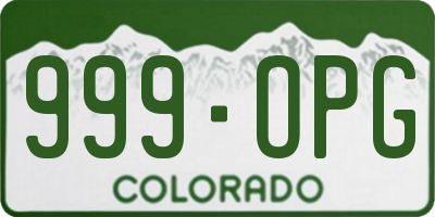 CO license plate 999OPG