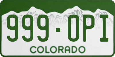 CO license plate 999OPI