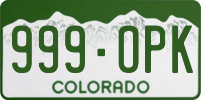 CO license plate 999OPK