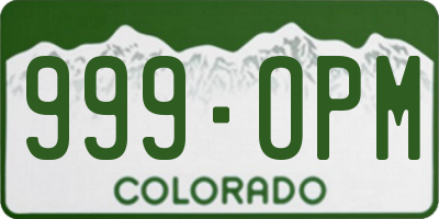 CO license plate 999OPM