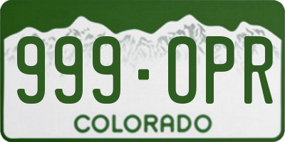 CO license plate 999OPR
