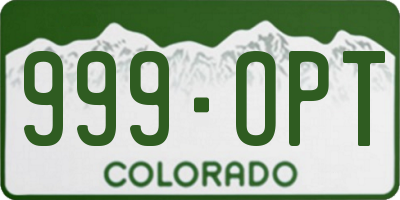 CO license plate 999OPT