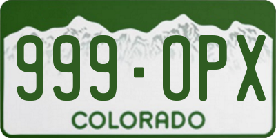 CO license plate 999OPX