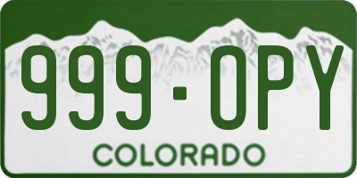 CO license plate 999OPY