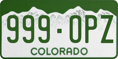 CO license plate 999OPZ