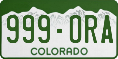 CO license plate 999ORA