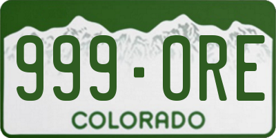CO license plate 999ORE