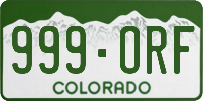 CO license plate 999ORF