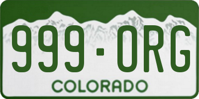 CO license plate 999ORG