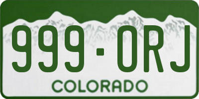 CO license plate 999ORJ