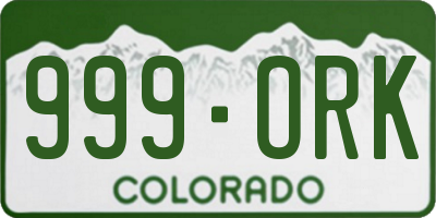 CO license plate 999ORK