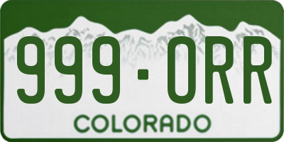 CO license plate 999ORR