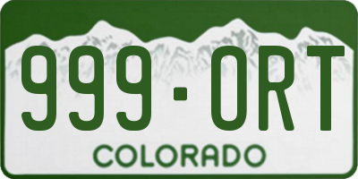 CO license plate 999ORT
