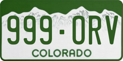 CO license plate 999ORV