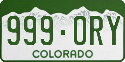 CO license plate 999ORY