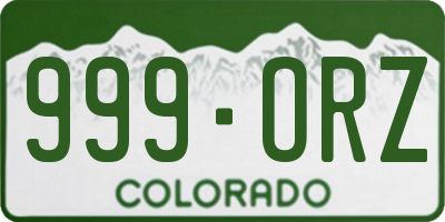CO license plate 999ORZ